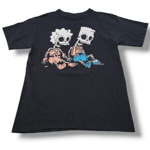 The Simpsons Shirt Size Medium Halloween T-Shirt Horror Tee Bart & Lisa Skelton
